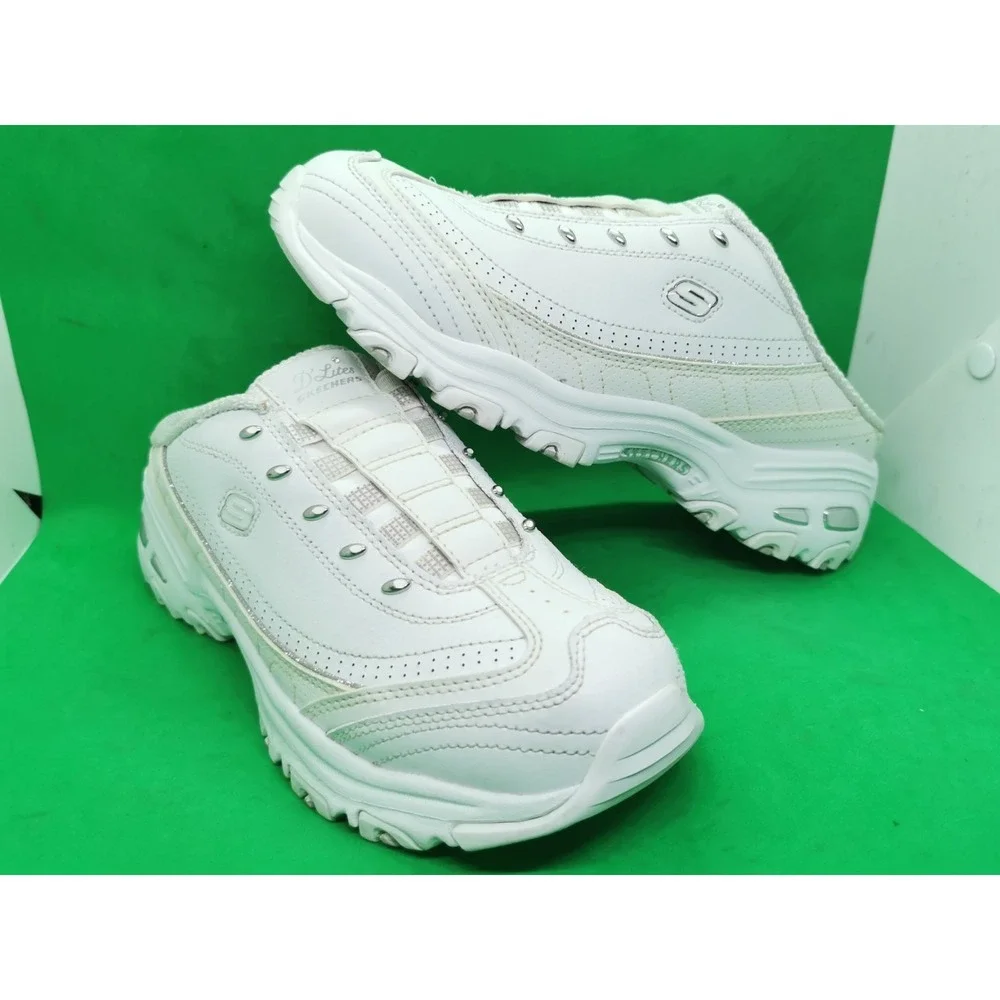 Skechers D'Lites Bright Sky Shoes Sneaker Mule Womens Size 9 White Slip On 11933